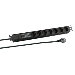 19 1HE Steckdosenleiste 7 x CEE 7/3 mit SS, im Aluprofil, schwarz