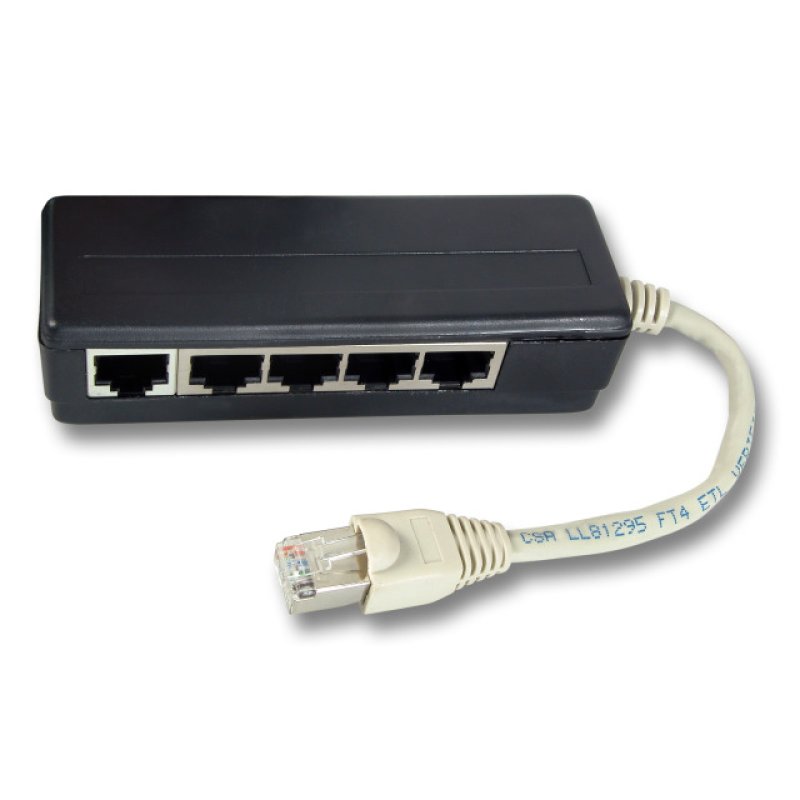 EFB ISDN 5-fach Adapter, RJ45 Stecker / 5 x RJ45 Buchse, terminiert