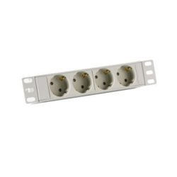 EFB 10 1HE Steckdosenleiste 4 x CEE 7/3 ohne Schalter im Aluprofil, grau