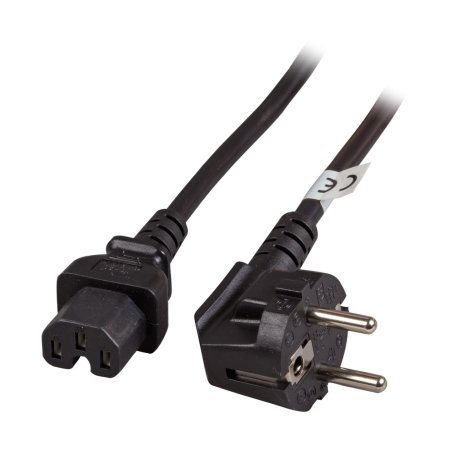 EFB Warmgerteleitung CEE 7/7 90 auf C15, schwarz, 1 m, 3 x 1,00 mm H05RN-F (Gummi)