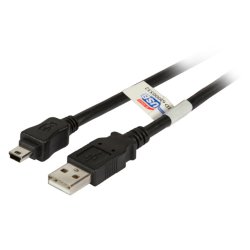 EFB USB2.0 Anschlusskabel A-Mini B (5polig), St.-St., 3,0m, schwarz, Premium
