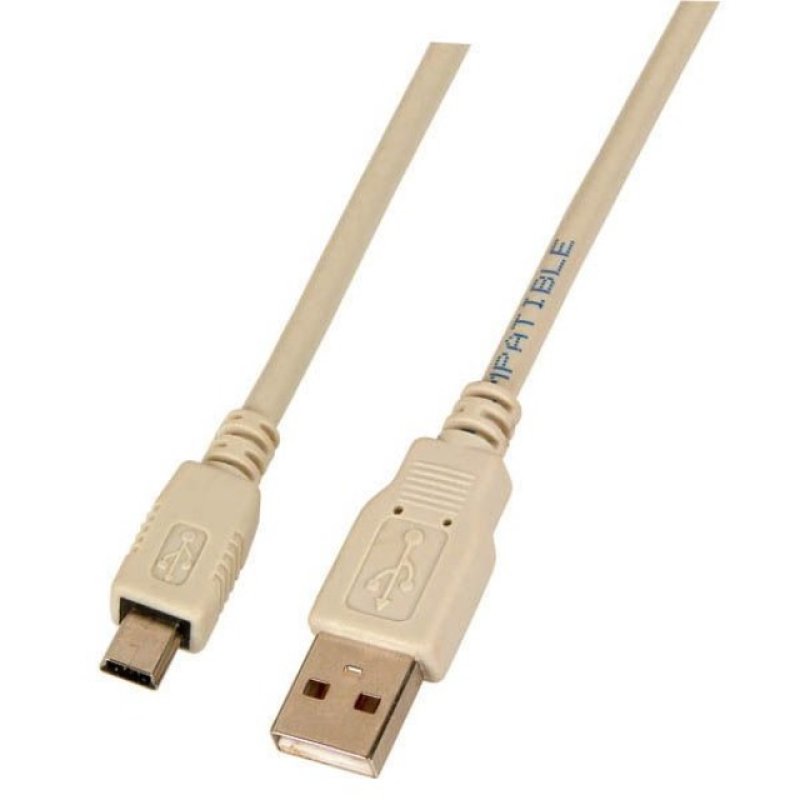 EFB USB2.0 Anschlusskabel A-Mini B (5polig), St.-St., 0,5m, grau, Classic
