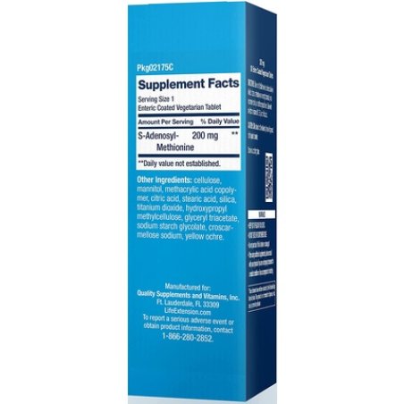 Life Extension Same 200mg Promotes Mood Liver and Joint Health 30 Enteric-Coated Vegetarian Tablets