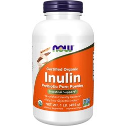 NOW Supplements Inulin Prebiotic Pure Powder Certified Organic Non-GMO 1-Pound
