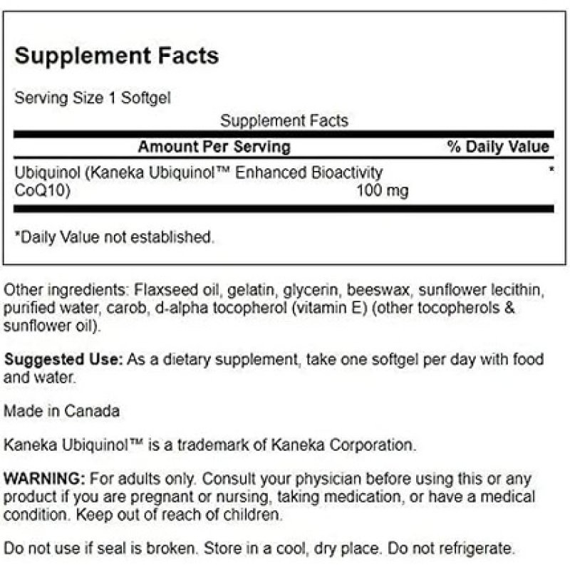 Swanson Ubiquinol 100mg 60 Softgels