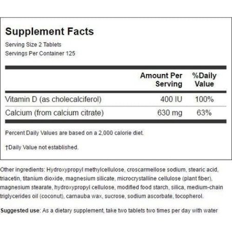 Swanson Calcium Citrate & Vitamin D 250 Tablets