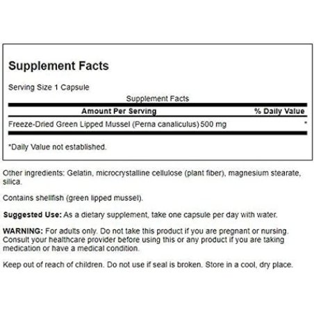 Swanson Green Lipped Mussel New Zealand Joint Health Supplement 500mg 60 Capsules