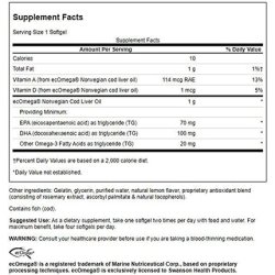 Swanson Pristine Norwegian Cod Liver Oil 1000mg 60 Softgels