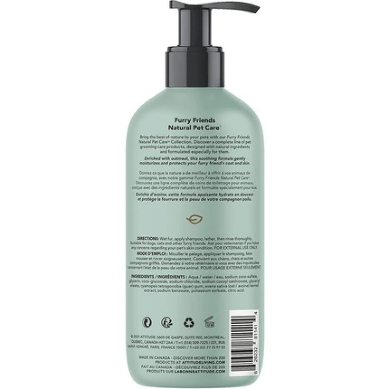 Attitude Natural Soothing Shampoo For Cat & Dog, Hypoallergenic, Vegan And