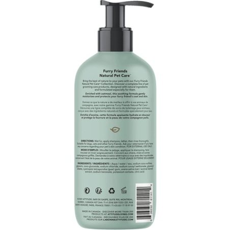 Attitude Natural Soothing Shampoo For Cat & Dog, Hypoallergenic, Vegan And