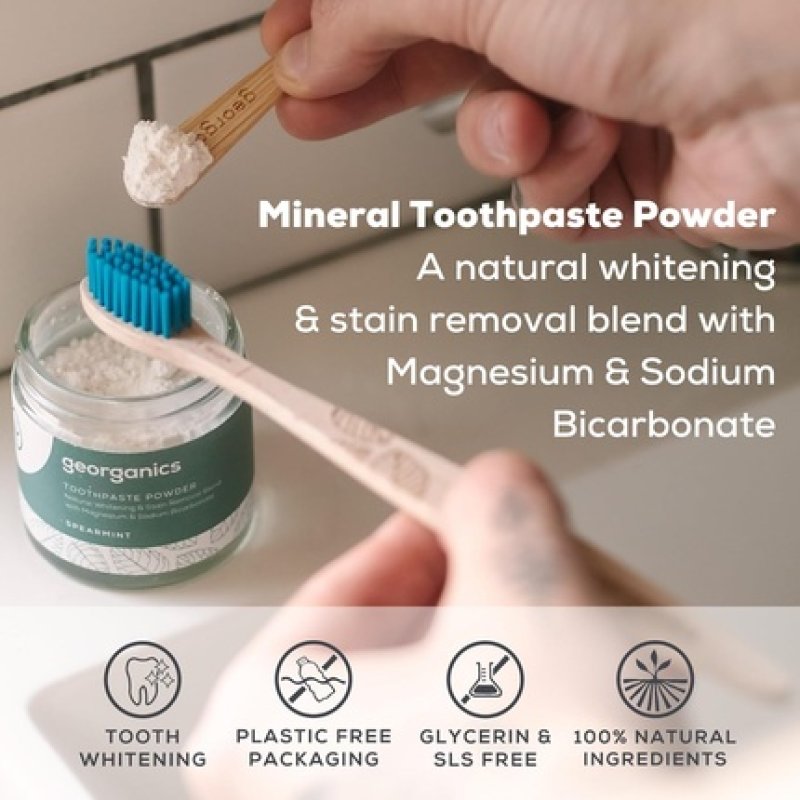 Georganics Mineral Toothpaste Powder Spearmint Stain Removing & Teeth