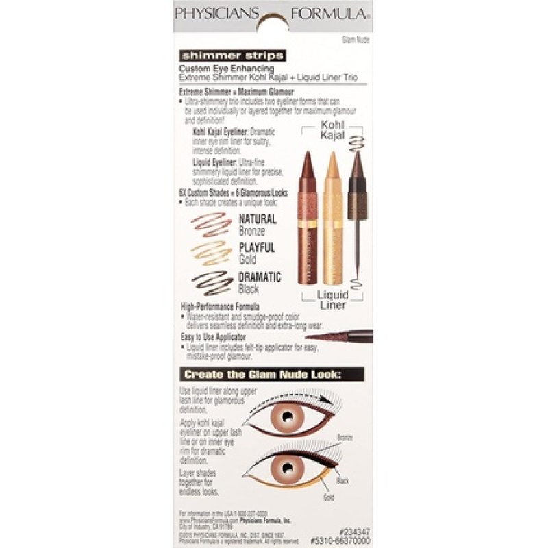 Physicians Formula Custom Eye Enhancing Extreme Shimmer Kohl Kajal Plus Liquid Liner Trio 0.48oz Disco Glam Nude