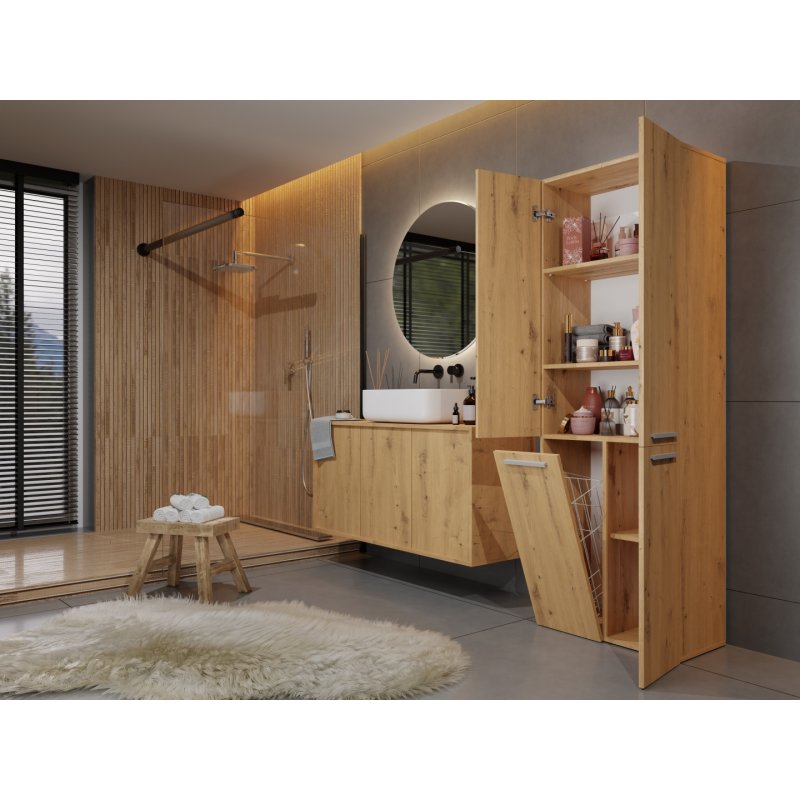 Topeshop NEL 1K DD ART KPL bathroom storage cabinet Oak