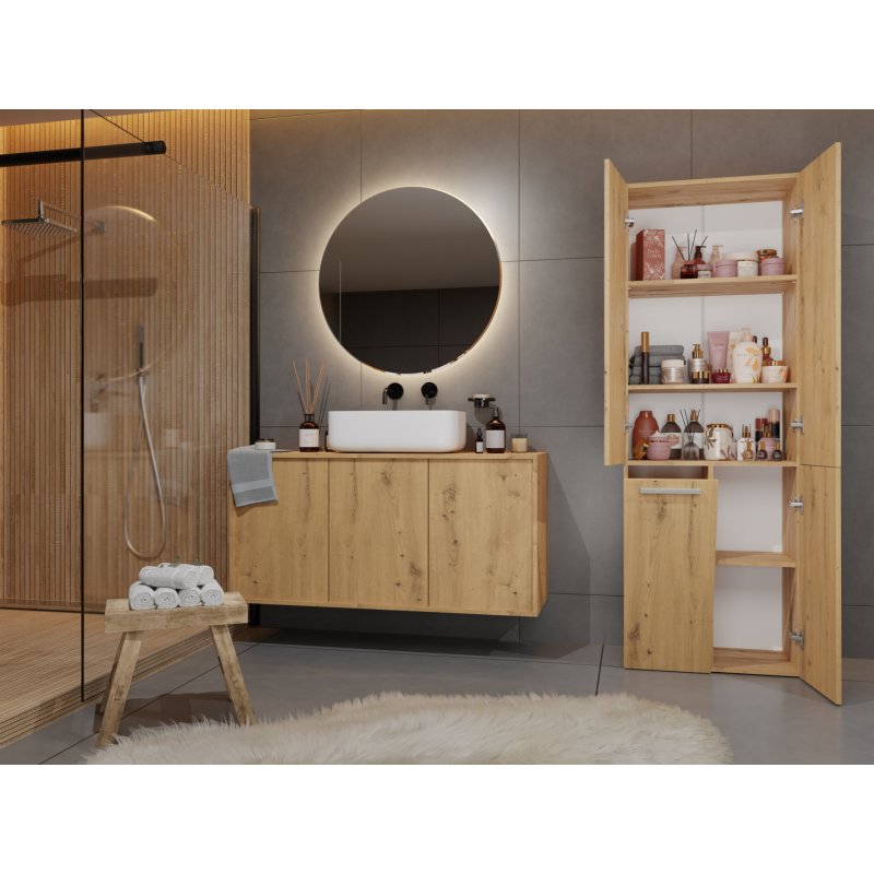 Topeshop NEL 1K DD ART KPL armoire de rangement de salle de bain Chêne