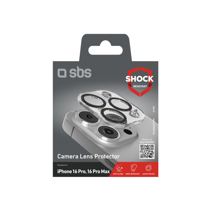 SBS TECAMGLIP16PK écran et protection arrière de téléphones portables Protecteur d'objectif caméra Apple 1