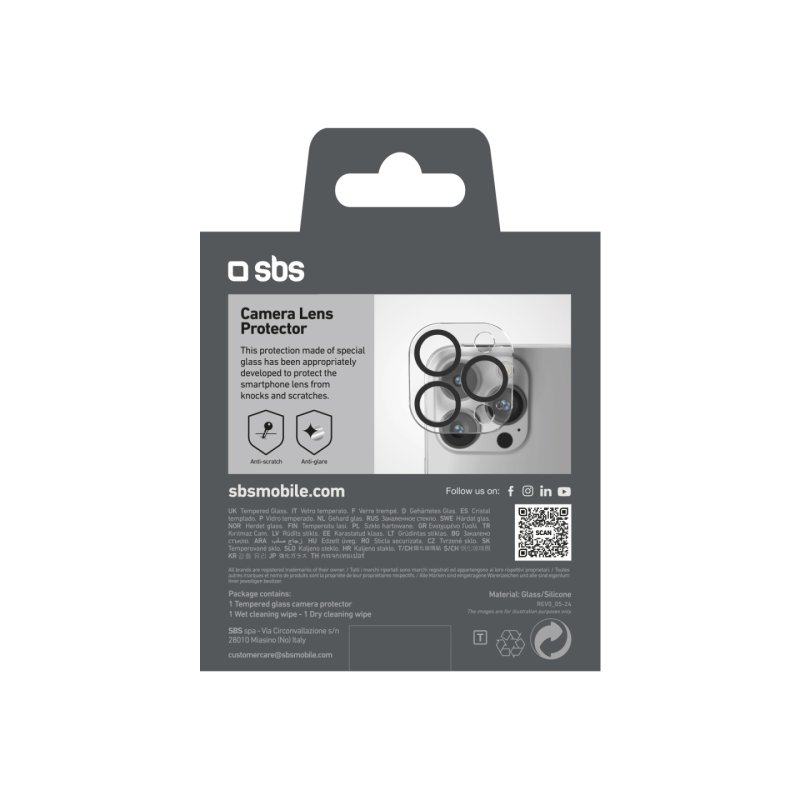 SBS TECAMGLIP16PK écran et protection arrière de téléphones portables Protecteur d'objectif caméra Apple 1