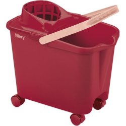 Merry Bucket 14l With Wheels Handle And Strainer In Red