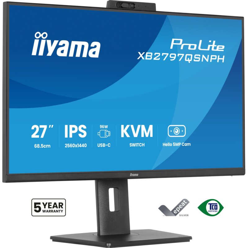 iiyama ProLite XB2797QSNPH-B1 27IN IPS LCD 4MS 2560X1440 350CD/M2 HDMI/DP/USB 2 écran plat de PC 68,6 cm (27") 2560 x
