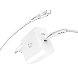 TIGER POWER LITE PACK CHARGEUR SECTEUR GAN 67W CABLE USB-C 2M BLANC