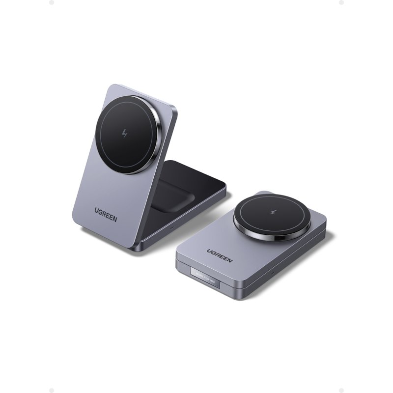 UGREEN W528 Magnetic Wireless Charger 2-in-1 Ladestation fuer Qi?fhige Gerte faltbar grau