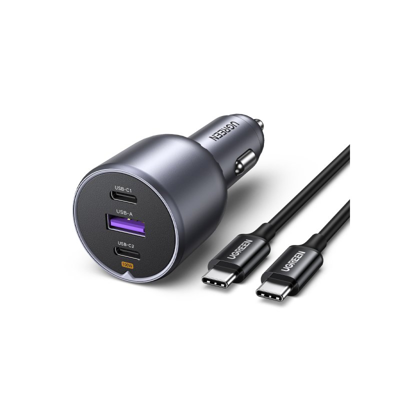 CARGADOR COCHE UGREEN 2*USB-C PD USB-A 130W