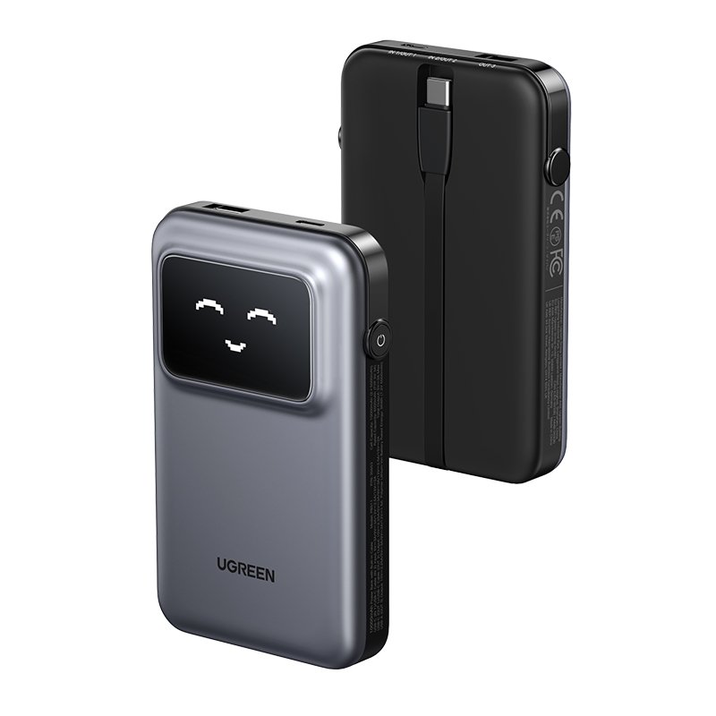 UGREEN Uno PB511 Powerbank 10.000mAh 30W 1x USB-A 1x USB-C 1x integriertes USB-C Kabel TFT-Display