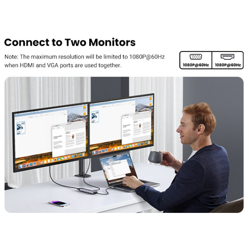 UGREEN CM498 10-in-1 USB-C Hub 1x HDMI 1x Ethernet 1x USB-C PD