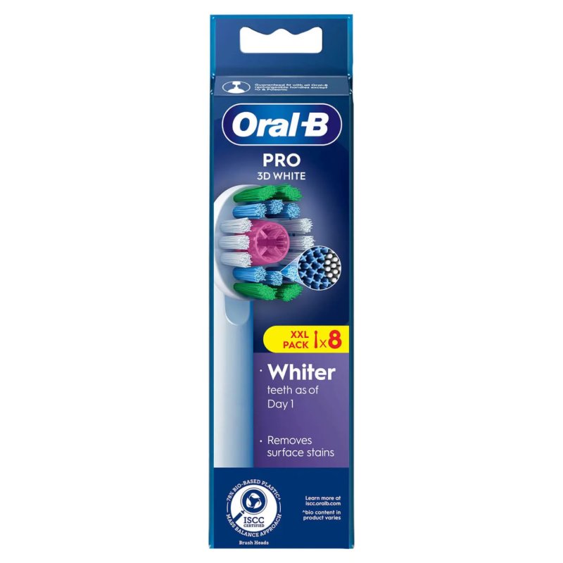 Oral-B Pro 3D White Electric Toothbrush Head X-Shaped Bristles Unique Polishing Cup Teeth Whitening Remove Surface