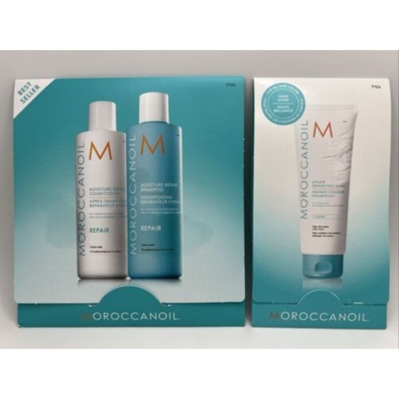Moroccanoil Sample Set Moisture Repair Shampoo Conditioner Color Depositing Mask