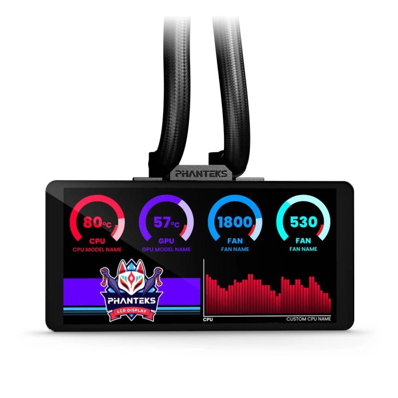Phanteks Glacier One 360M25 LCD AiO-Wasserkühlung, 6-Zoll-Display - 360mm, schwarz