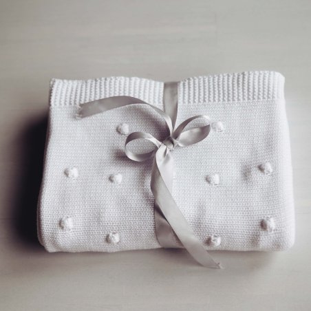 Ooh Noo - Popcorn Baby Blanket - White - 75x95 cm
