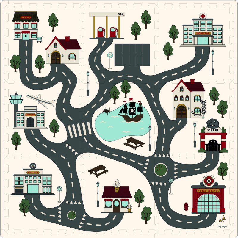 That's Mine - Alva Foam Play Mats - Square - Roadtrip