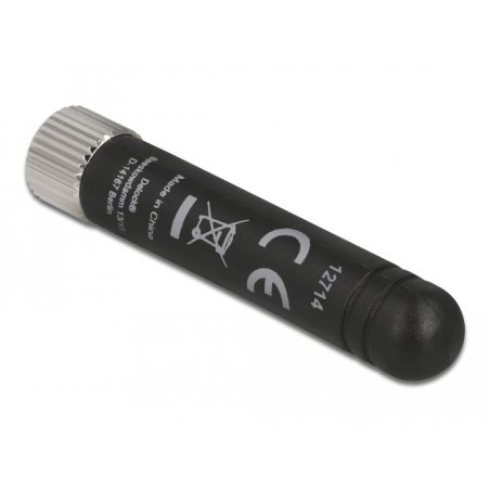 DELOCK WLAN 802.11 b/g/n Antenne RP-SMA Stecker 1.7-3.7dBi omnidirektional starr mit flexiblem Material schwarz