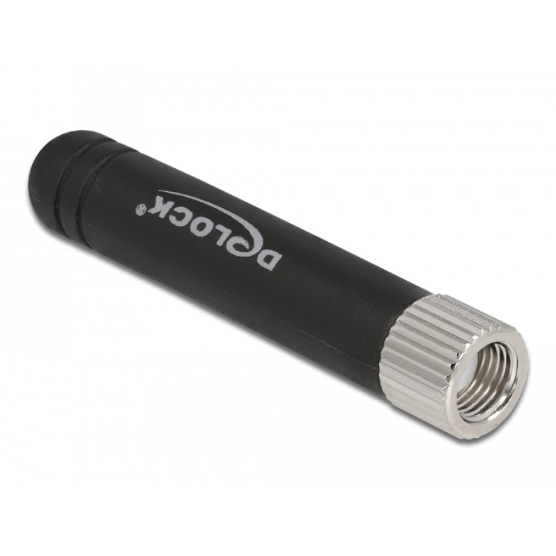 DELOCK WLAN 802.11 b/g/n Antenne RP-SMA Stecker 1.7-3.7dBi omnidirektional starr mit flexiblem Material schwarz