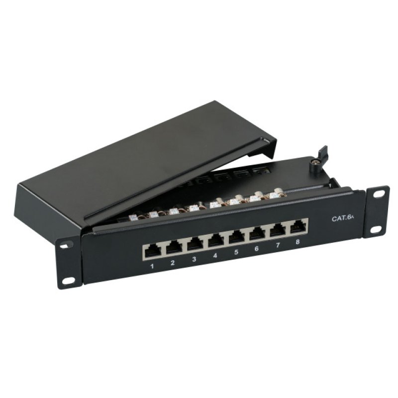 EFB Mini-Patchpanel STP 8xRJ45 Cat.6A, 10 1HE, RAL7035 grau