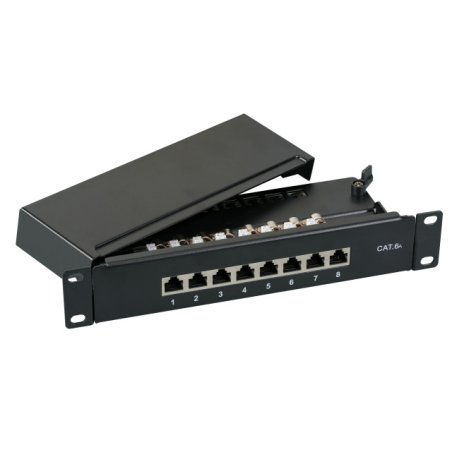 EFB Mini-Patchpanel STP 8xRJ45 Cat.6A, 10 1HE, RAL7035 grau