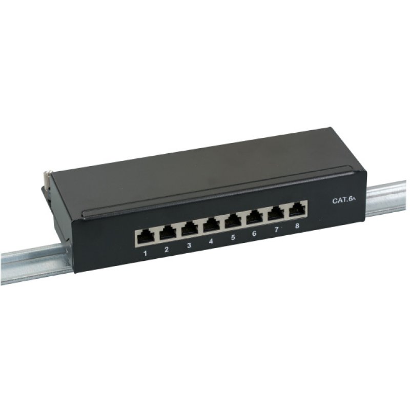 EFB Mini-Patchpanel STP 8xRJ45 Cat.6A, 10 1HE, RAL9005 schwarz