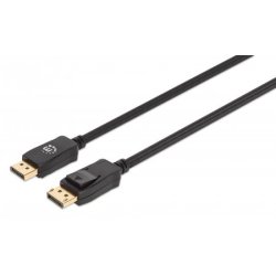 MANHATTAN 8K60Hz DisplayPort 1.4 Kabel Stecker auf Stecker 2m HDR vergoldete Kontakte Rastnase und geflochtene