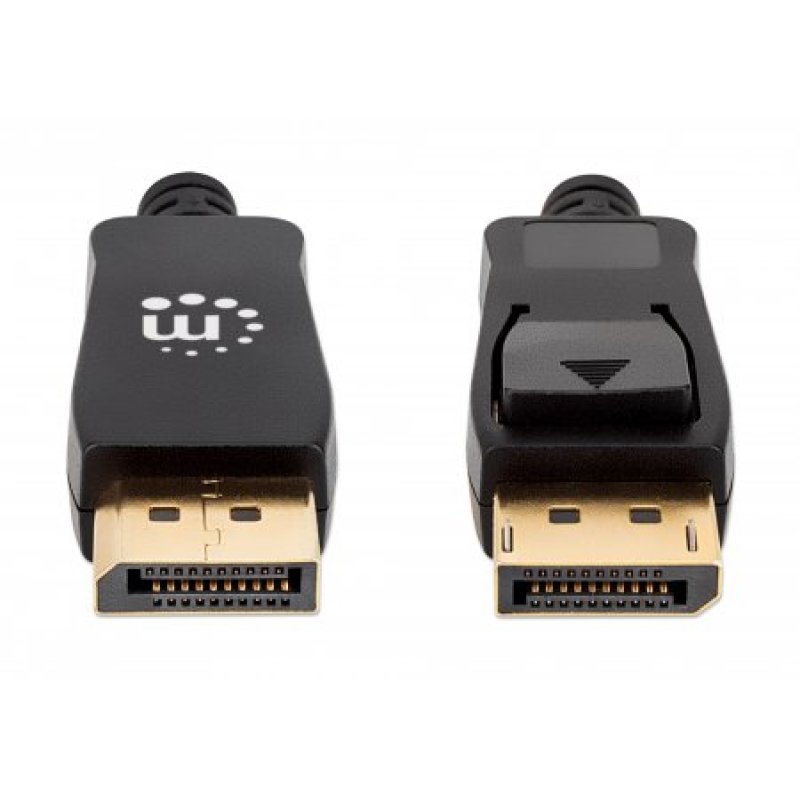 Manhattan DisplayPort 1.4 Cable, 8K@60hz, 2m, Braided Cable, Male to Male, With Latches, Fully Shielded, Black,