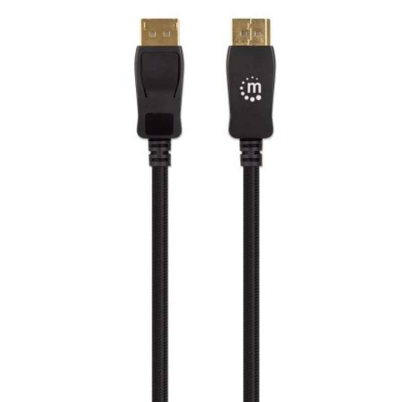MANHATTAN 8K60Hz DisplayPort 1.4 Kabel Stecker auf Stecker 2m HDR vergoldete Kontakte Rastnase und geflochtene