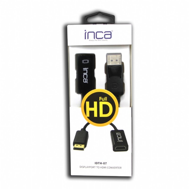 Inca IDTH-07 video cable adapter 0.2 m DisplayPort HDMI Type A (Standard) Black