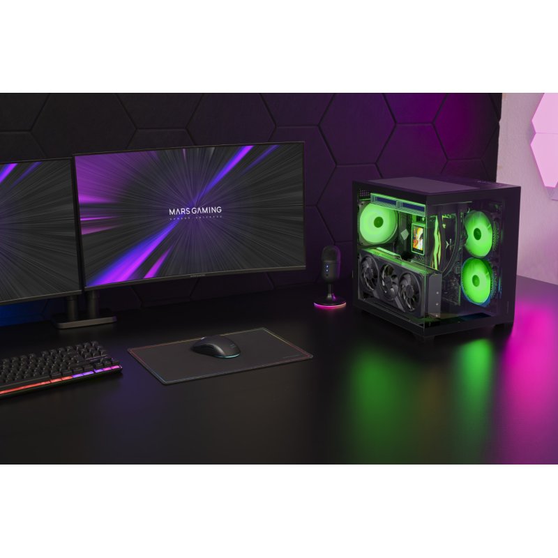 Boitier Mini Tour Micro ATX Mars Gaming MC-View3 RGB avec panneaux vitrés (Noir)