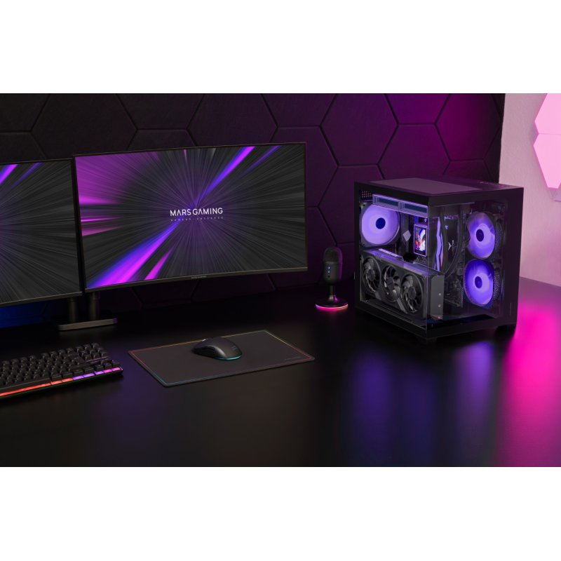 Boitier Mini Tour Micro ATX Mars Gaming MC-View3 RGB avec panneaux vitrés (Noir)