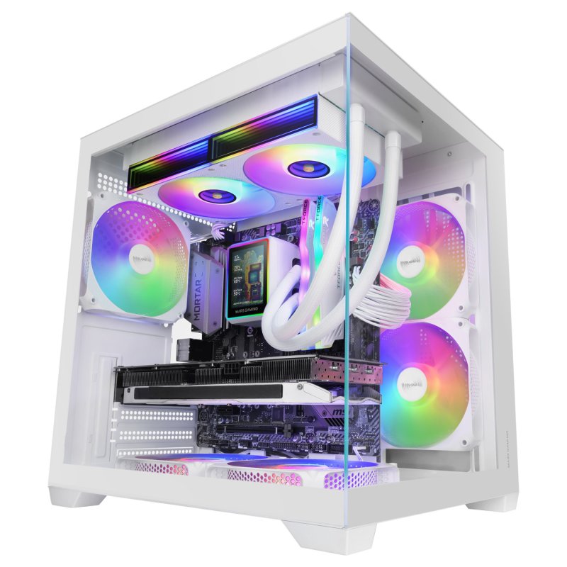 Boitier Mini Tour Micro ATX Mars Gaming MC-View3 RGB avec panneaux vitrés (Blanc)