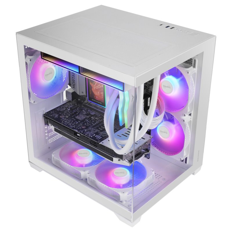 Boitier Mini Tour Micro ATX Mars Gaming MC-View3 RGB avec panneaux vitrés (Blanc)