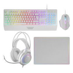 Mars Gaming MCP124PRO clavier Souris incluse USB AZERTY Français Blanc