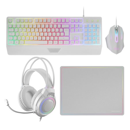 Mars Gaming MCP124PRO keyboard Mouse included USB AZERTY French White