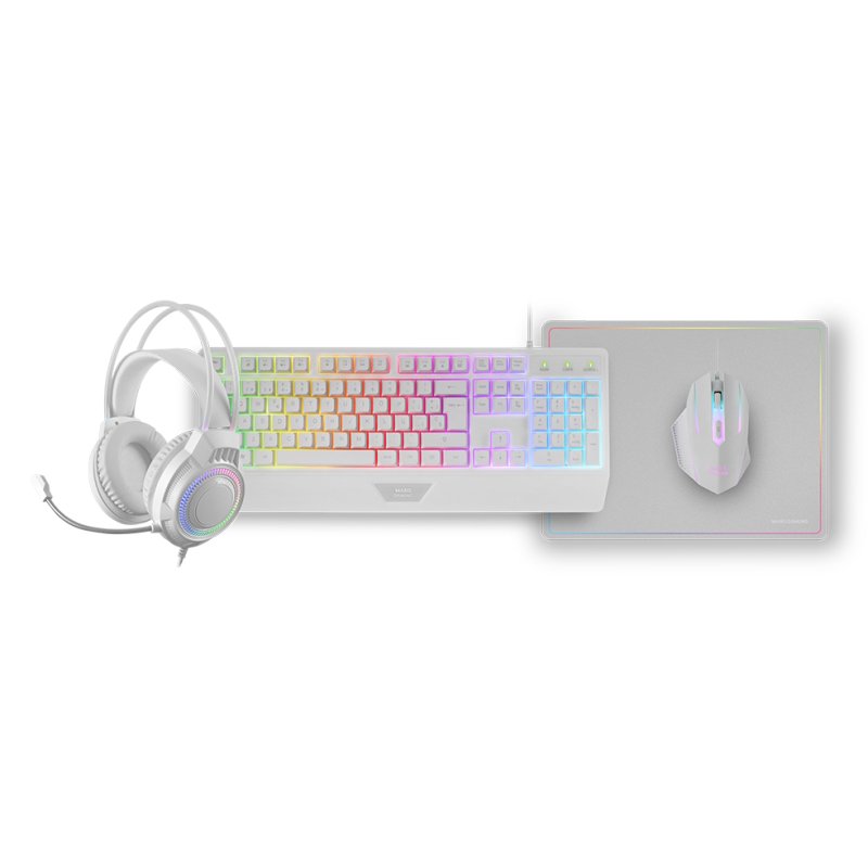 Pack Gamer 4en1 (Clavier/Souris/Casque/Tapis) MCP124PRO (Blanc)