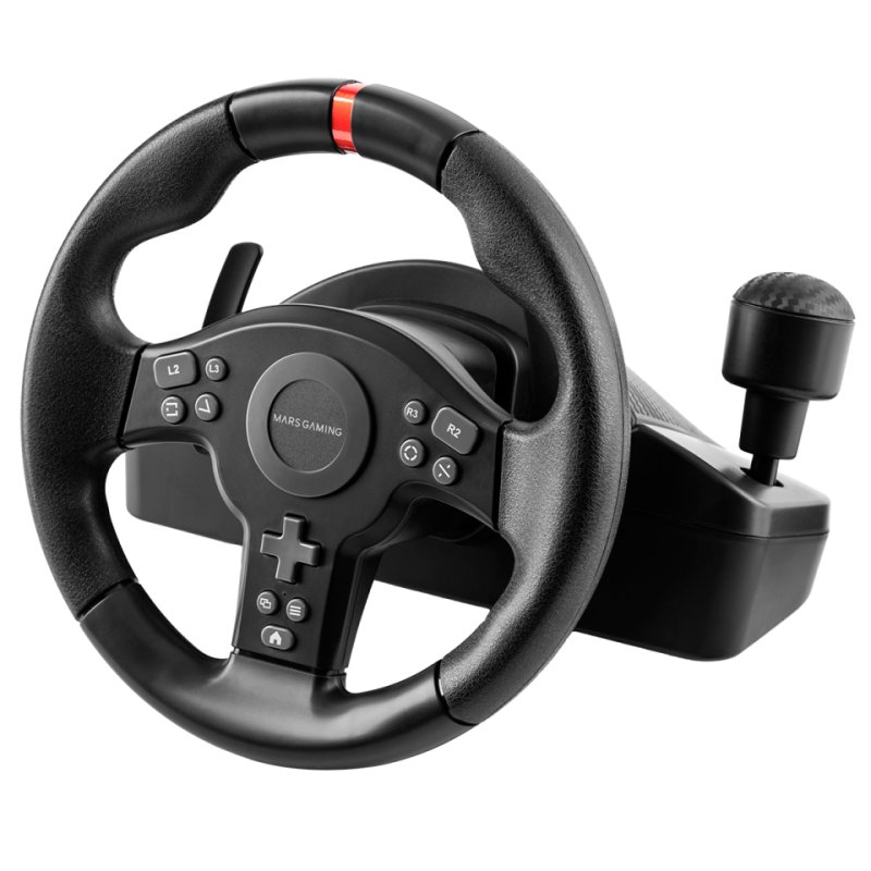 Mars Gaming MWH-RSXONE Black USB Steering wheel Pedals PC, Playstation 3, PlayStation 4, Nintendo Switch, Nintendo