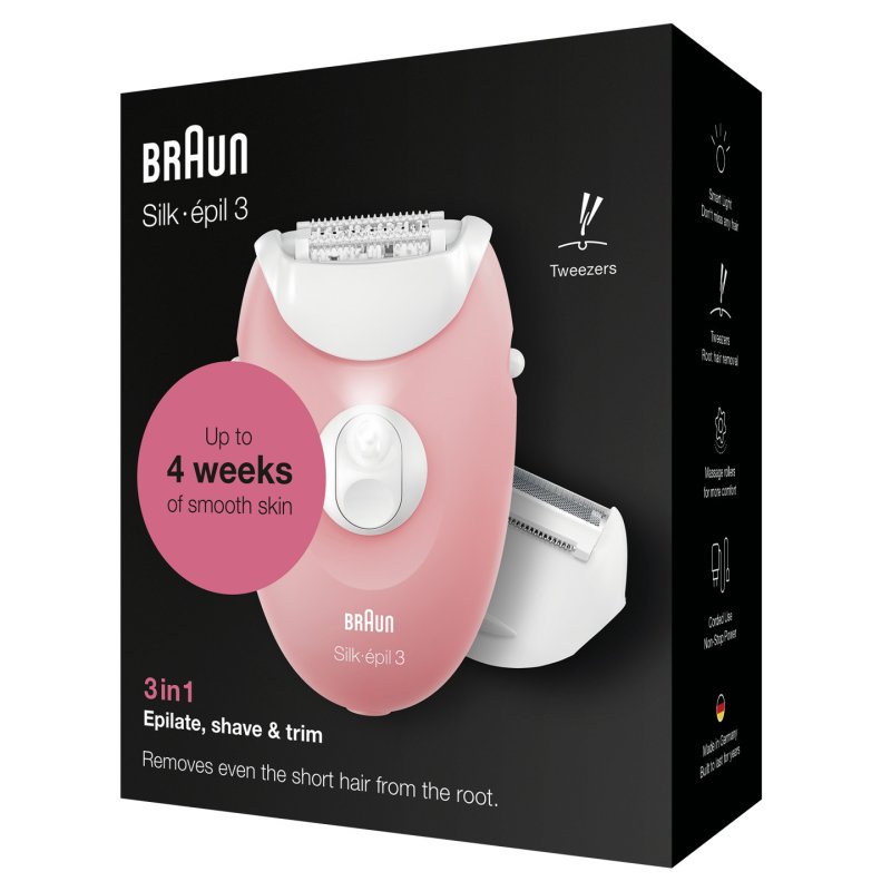 Braun Silk-épil 3 -277 20 pince(s) Blanc, Rose